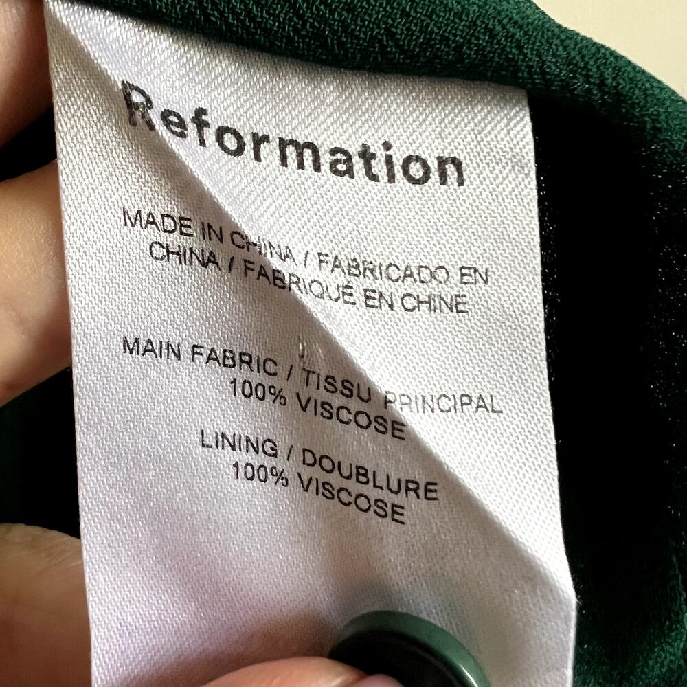 Reformation Dress Ledger Maxi Chiffon High Neck in Sycamore Green size 2 UB - Picture 8 of 9